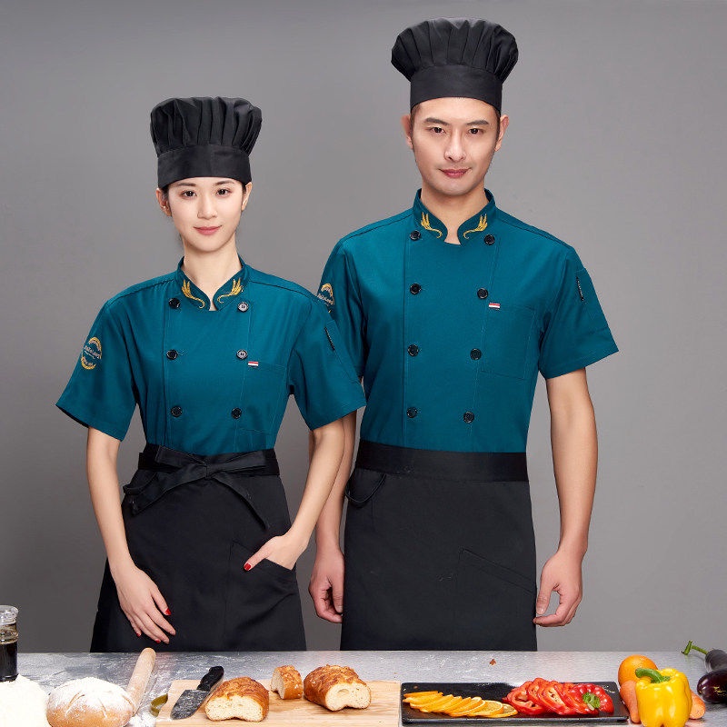 เสื้อยูนิฟอร์มเชฟ-แขนสั้น-สำหรับผู้หญิงผู้ชาย-ทำงานห้องครัว