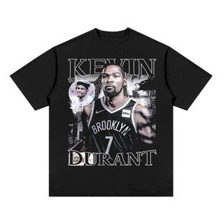 ผ้าฝ้าย 100%COTTONใหม่ เสื้อยืดแขนสั้น พิมพ์ลายดาว Kevin Durant สไตล์วินเทจ แฟชั่นอเมริกัน สตรีท สําหรับผู้ชาย และผู้หญิ