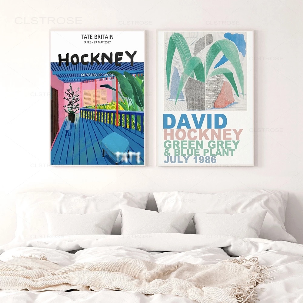 david-hockney-ภาพวาดผ้าใบ-รูปแกลเลอรี่-สําหรับตกแต่งผนังบ้าน-ห้องนั่งเล่น