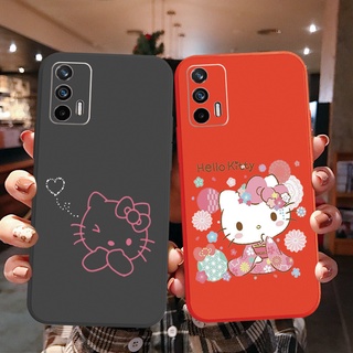 เคสโทรศัพท์มือถือ ขอบสี่เหลี่ยม ลายเฮลโลคิตตี้น่ารัก สําหรับ OPPO A16 A94 A53 A15 A12 AX7 A52 A72 A92 A74 A54 5G