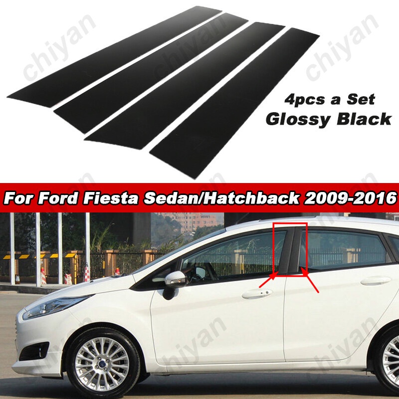 สติกเกอร์ฟิล์มติดเสาประตูหน้าต่างรถยนต์-สีดํามันวาว-สําหรับ-ford-fiesta-sedan-hactchback-2009-2010-2011-2012-2013-2014-2015-2016-4-ชิ้น