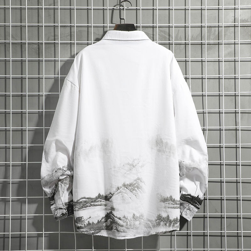 เสื้อเชิ้ตแขนยาวผู้ชาย-สไตล์เกาหลี-สีพื้น