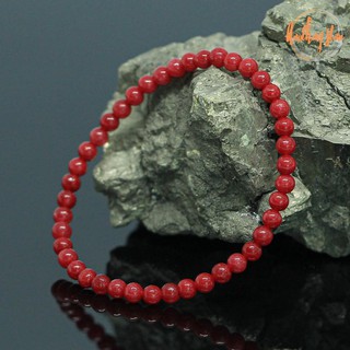 หินทับทิม สีแดง หินราชินี ขนาด 4 มิล Ruby แต่งสี กำไลหินมงคล เป็นตัวแทนแห่งความรักบริสุทธิ์ หินสี กำไลหิน หินสีแดง