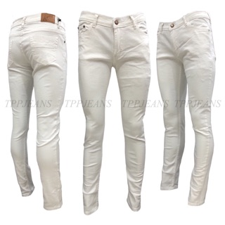 ภาพหน้าปกสินค้าMen’ White Skinny กางเกงยีนส์ขายาว ทรงสกินนี่ สีขาว ผ้ายืด Size 28”-36” ที่เกี่ยวข้อง