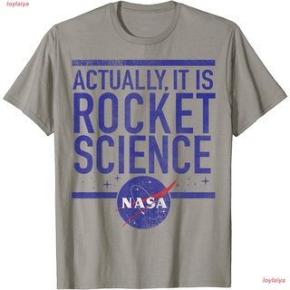 loylaiya องค์การนาซา เสื้อยืดแฟชั่นผู้ชาย เสื่อยืดผู้หญิง NASA Actually It Is Rocket Science T-Shirt เสื้อยืดพิมพ์ลาย co