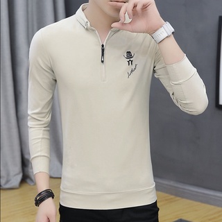 เสื้อแขนยาว คอปกตั้ง มีซิปครึ่ง ทรงหลวม อินเทรนด์ฤดูใบไม้ร่วง สําหรับผู้ชาย