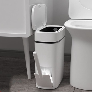 ถังขยะพร้อมชุดแปรงห้องน้ำ ✿รุ่นL-04✿  ถังขยะห้องครัว ห้องน้ำ ขนาดกะทัดรัด 14 L