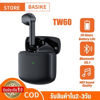 【จัดส่งจากกรุงเทพ】Basike 2022 หูฟังไร้สาย True Wireless TW60 หูฟังบลูทูธ 5.0 TWS หูฟังไร้สายหูฟังมินิหูฟัง