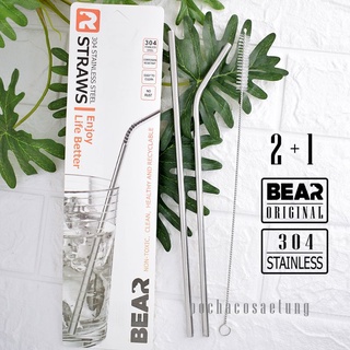 หลอด BEAR สเเตนเลส304 สีไม่ลอก ไม่ขึ้นสนิม ล้างแล้วนำกลับมาใช้งานได้เรื่อยๆ ของเเท้ มีประกัน