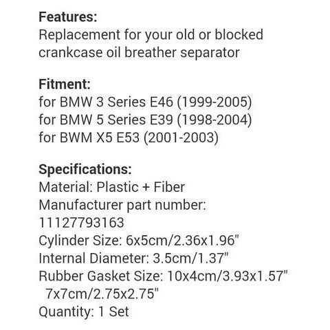 กรองไอน้ำมันจากเครื่อง-m57-3000cc-for-bmw-e46-e39-x5-e35-330d-11127793163