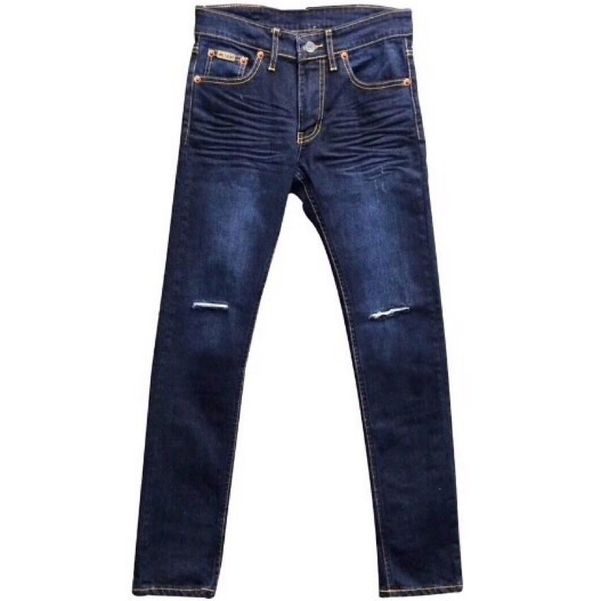 artery-jeans-ยีนส์ผ้ายืด-ขายาวเอวต่ำ-กีดขาดเข่า-สีมิดไนท์บูล-s