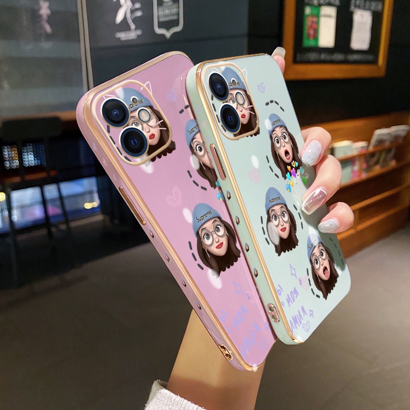 เคสโทรศัพท์มือถือ-ซิลิโคนนิ่ม-ป้องกันกล้อง-ขอบสี่เหลี่ยม-ลายอีโมติคอนเด็กผู้หญิงน่ารัก-สําหรับ-realme-x7-pro-4g-x7-pro-5g