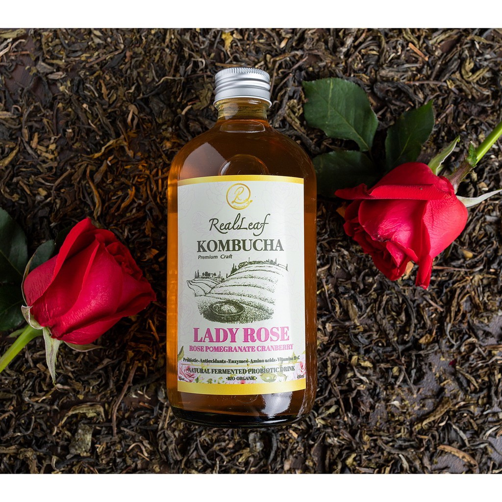 Real Leaf Kombucha LADY ROSE เลดี้โรส (Rose, Pomegranate, Cranbery ...