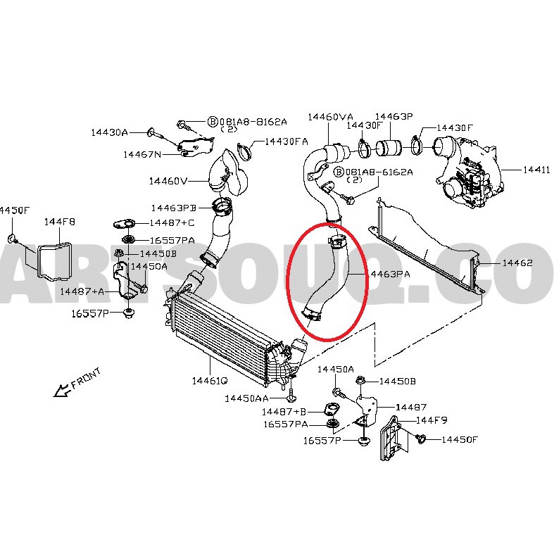 ท่อยางอินเตอร์คูเลอร์-nissan-navara-np300-ns-14463-4kv0a-แท้ห้าง-chiraauto