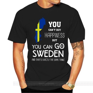 เสื้อยืดผ้าฝ้ายพิมพ์ลาย เสื้อยืด พิมพ์ลาย You Cant Buy Happiness But You Can Go Sweden And Thats Exactly The Same Thing