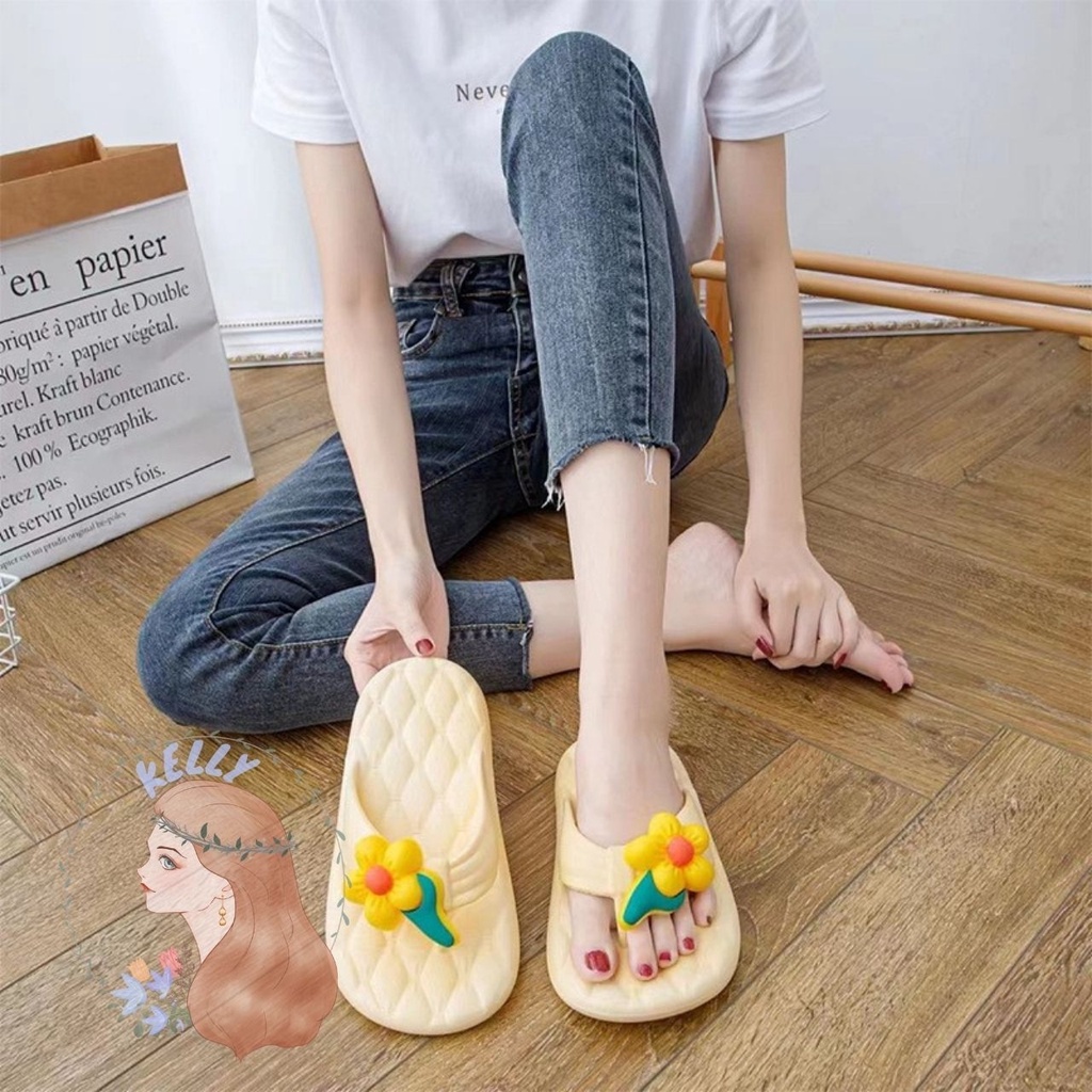 รองเท้าหูคีบลายดอกไม้-รองเท้าชายหาด-วัสดุทำจากยางอย่างดี-สวมใส่สบายน้ำหนกเบา-สีสดสดใส-t132