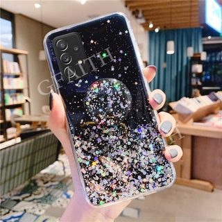 Ready เคสโทรศัพท์ Samsung Galaxy A72 A52 A32 4G 5G 2021 New Case Ins Glitter Star Space Softcase With Stand Holder Back Cover SamsungA72 SamsungA52