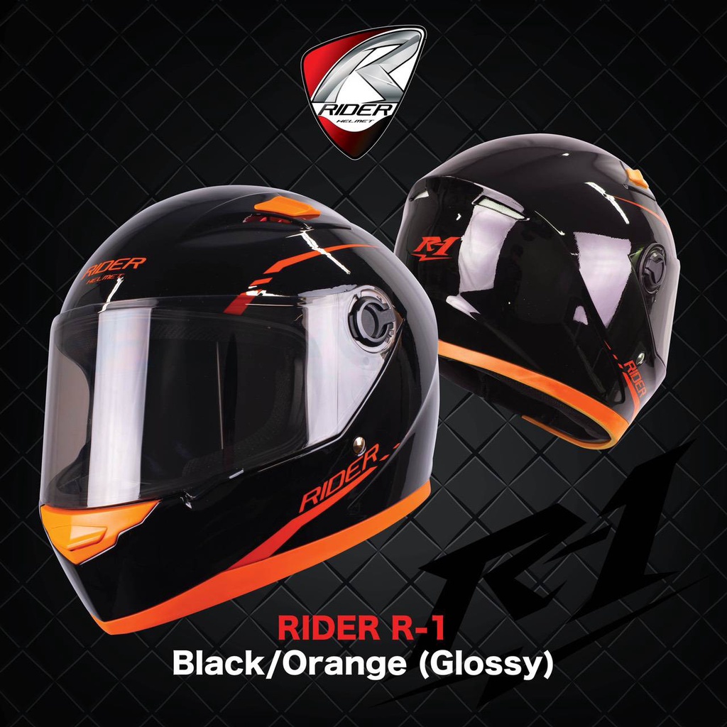 หมวกกันน็อค-rider-r1-black-orange-ใบเล็กน้ำหนักเบา