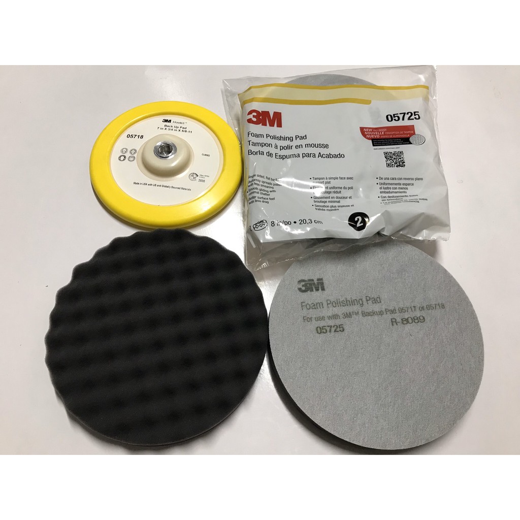 3m-05725-ฟองน้ำขัดเงา-สีดำ-foam-polishing-pad-ขนาด8นิ้ว-หลังสักหลาด-ตีนตุ๊กแก-1แผ่น-พร้อมแป้นจับ-ขนาด7นิ้ว-เกลียว-m16