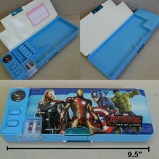 กล่องดินสอแม่เหล็กเปิดได้ 2 ด้าน มีเหลากบในตัว ลาย อเวนเจอร์ Avengers ขนาด 9.5x3.5 นิ้ว