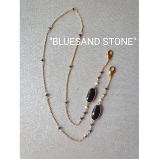 สายคล้องแมส หินนำโชค011 "BLUESAND STONE" ทรายเงิน