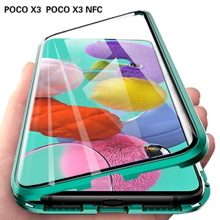 Xiaomi Poco X3 NFC / PocoX3 Cover Double Sided Tempered Glass Magnetic Flip Case Full Protection Casing
