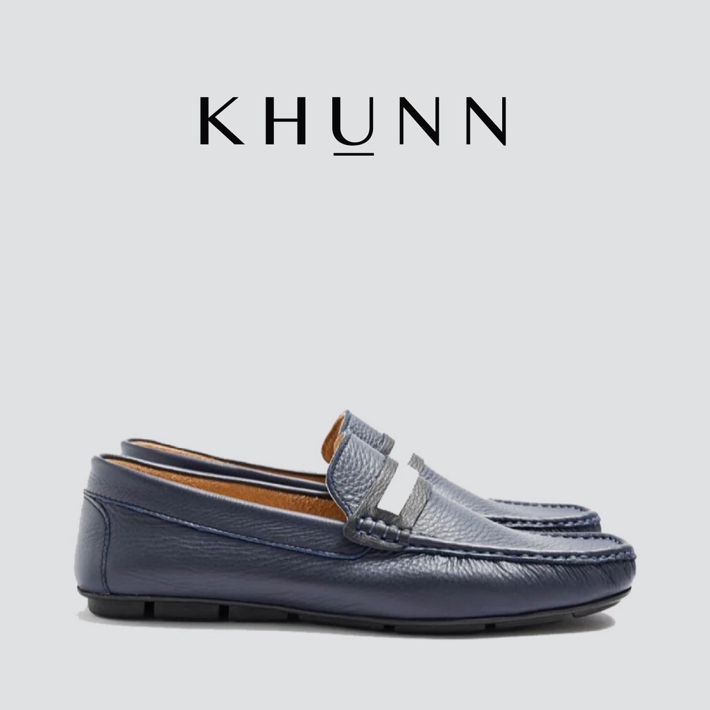 รูปภาพของKHUNN (คุณณ์) รองเท้าหนังชาร์มัวแท้ รุ่น Navy สี DARK BLUE สีกรมลองเช็คราคา