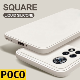 Poco X4 Pro 5G Poco X3 Pro Poco X3 NFC Poco F3 ป้องกันลายนิ้วมือ ซิลิโคนเหลว ขอบตรง เคสนิ่ม