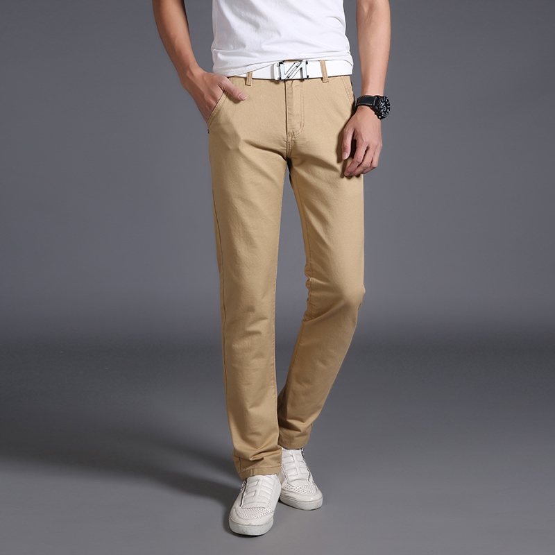 กางเกงสีกากี-กางเกงขายาวลำลองแฟชั่น-สำหรับผู้ชายผ้าฝ้าย-ทรงสลิมฟิตขนาด-28-38