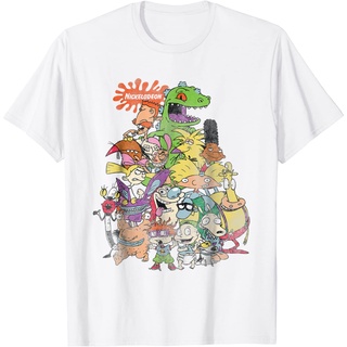 [100% Cotton] เสื้อยืด ผ้าฝ้าย พิมพ์ลายการ์ตูน Nickelodeon Classic 90s สไตล์คลาสสิก สําหรับผู้ชาย