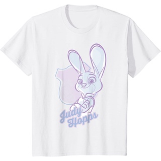 เสื้อยืดผ้าฝ้ายพรีเมี่ยม เสื้อยืด พิมพ์ลายกราฟิก Disney Zootopia Juddy Hopps สีพาสเทล