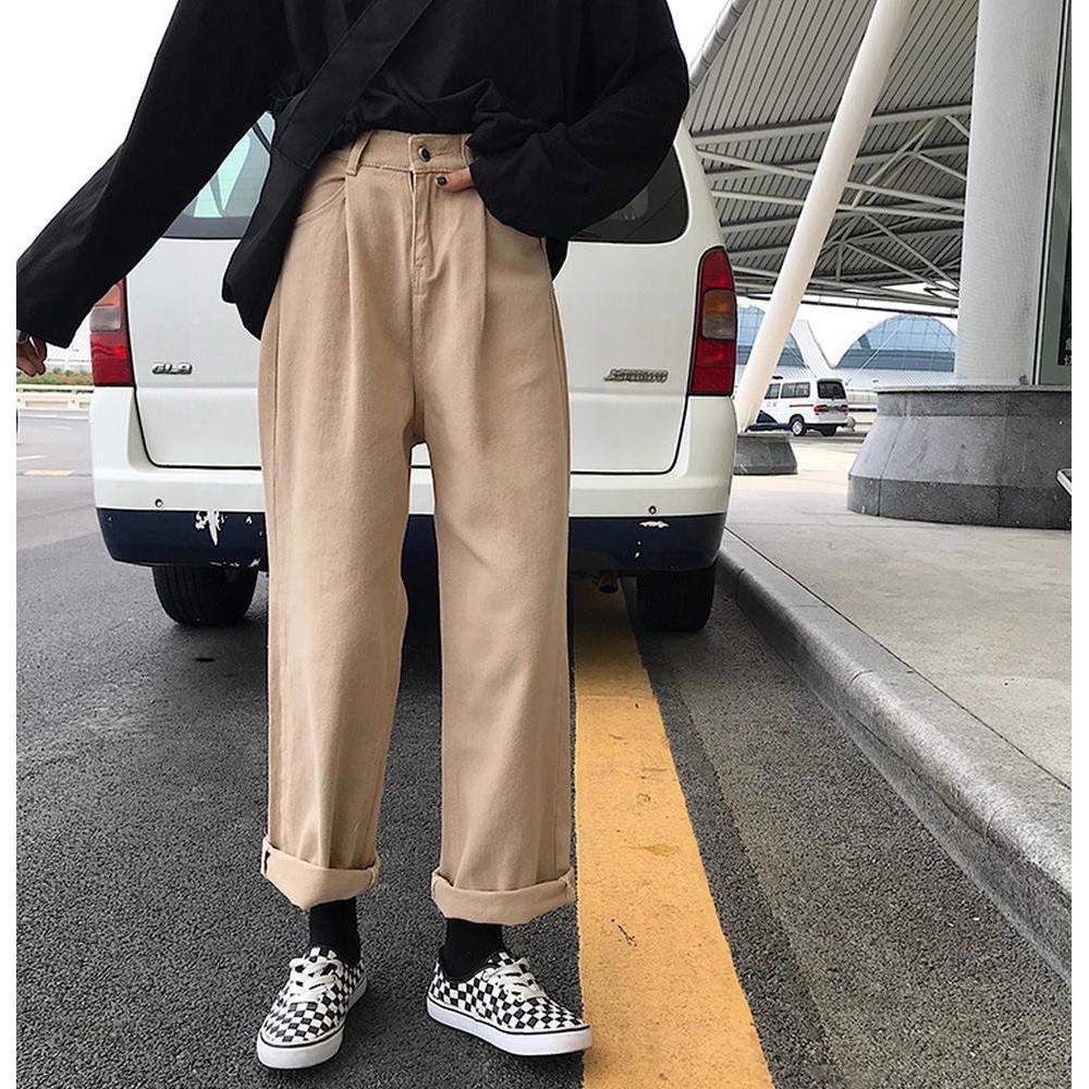 【 25040 】 กางเกงขากว้างเอวสูงขนาดใหญ่