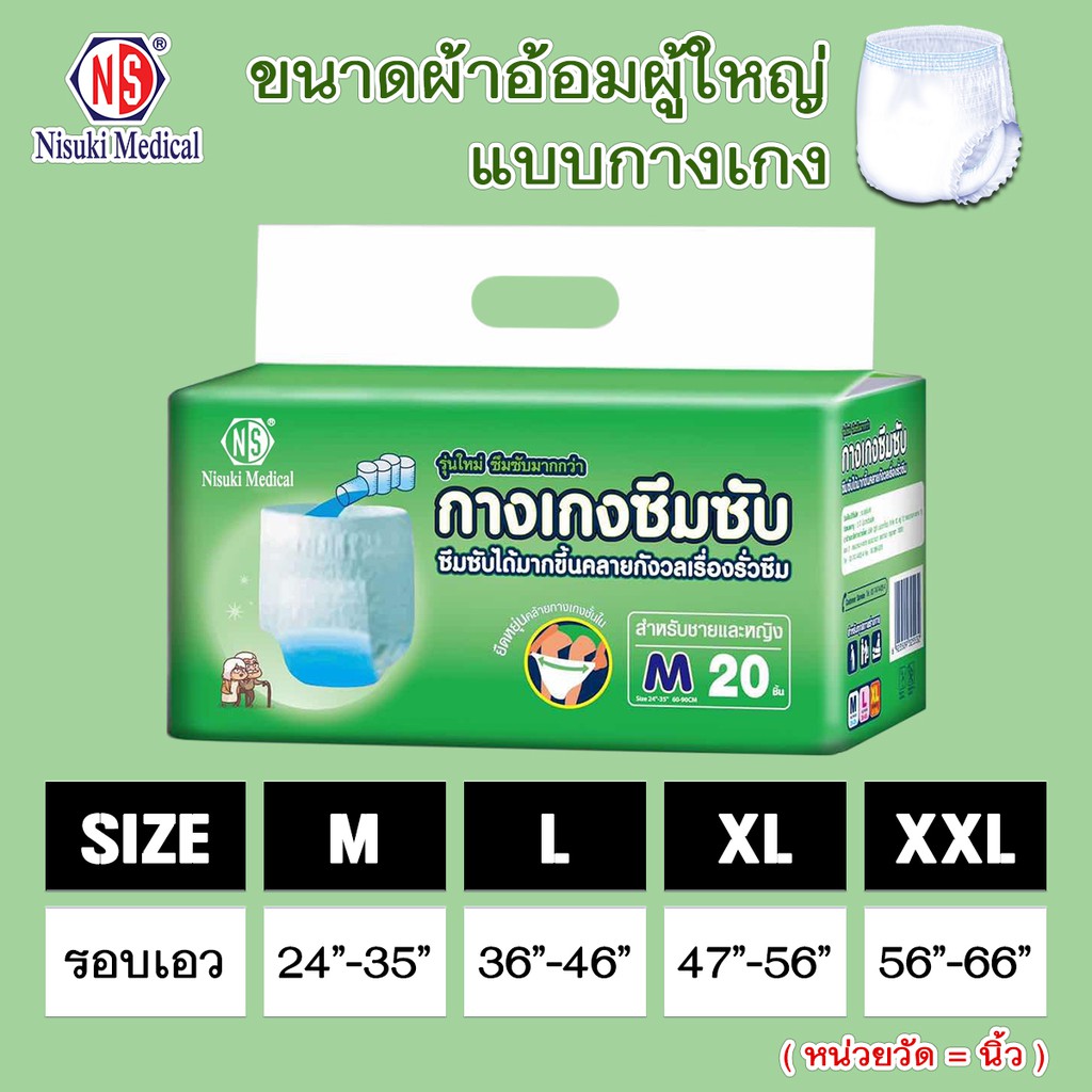 ภาพหน้าปกสินค้ากางเกงซึมซัมผู้ใหญ่ NS ขนาด M จำนวน 1 ลัง 80 ชิ้น จากร้าน nisukimedical บน Shopee