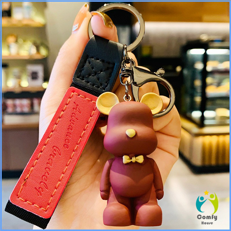 comfy-พวงกุญแจแฟชั่นยุโรปเหนือหมีผูกโบว์-พวงกุญแจหมี-จี้ห้อยกระเป๋า-keychain