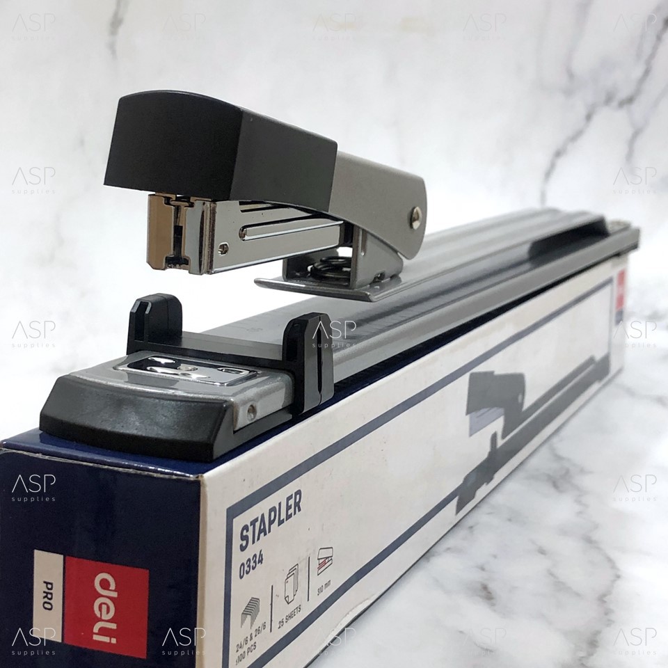 เครื่องเย็บกระดาษตัวยาว Deli Stapler 0334 แบบเย็บมุงหลังคา | Shopee ...
