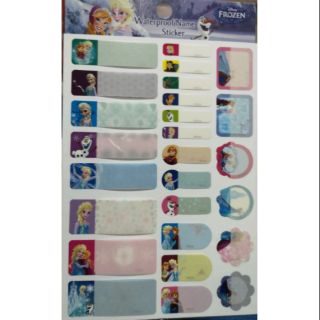 สติ๊กเกอร์ป้ายชื่อกันน้ำ​ ลาย​ frozen ลิขสิทธิ์แท้