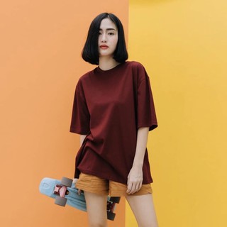 97X - redwine | T-shirt สีแดงไวน์ เสื้อยืดสีพื้น oversize (พร้อมส่ง)