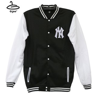 สินค้า เสื้อแจ็คเก็ต เสื้อเบสบอล เสื้อแจ็คเก็ตเบสบอล NY สีดำแขนขาว มี 9 size