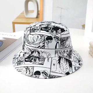 สินค้า ใหม่ หมวกบักเก็ต ผ้าฝ้าย พิมพ์ลายอนิเมะ One Piece กันแดด เหมาะกับชาวประมงกลางแจ้ง สําหรับผู้ชาย และผู้หญิง