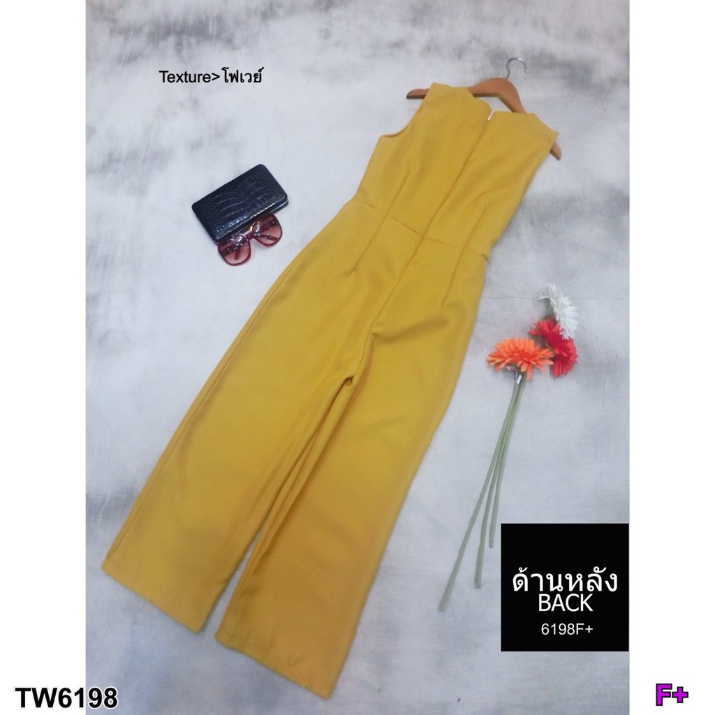 สอบถามก่อนสั่งซื้อ-จั้มสูทแขนกุดผูกโบว์-จั้มสูทขายาว-คอวี-แขนกุด-เนื้อผ้าโฟเวย์-tw6198