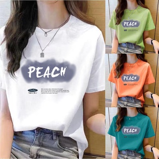 ใหม่ เสื้อยืดลําลอง แขนสั้น คอกลม พิมพ์ลาย สไตล์เกาหลี ขนาดใหญ่ แฟชั่นสําหรับสตรี