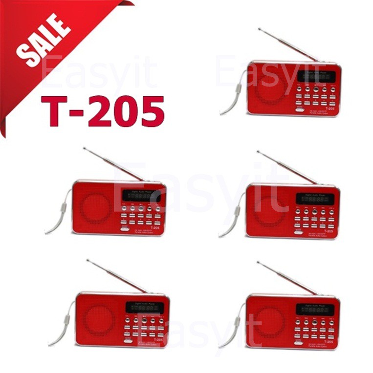 ชุด5เครื่องสีแดง-ลำโพงวิทยุ-ลำโพง-mp3-usb-sd-card-micro-sd-card-รุ่นt-205