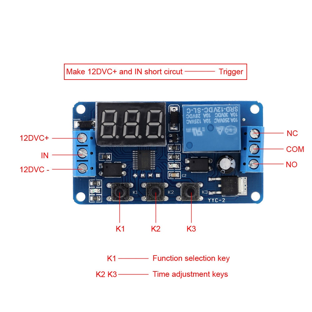 โมดูลรีเลย์สวิตช์ควบคุมการตั้งเวลาหน่วงเวลาอัตโนมัติ-12v-led-พร้อมเคส