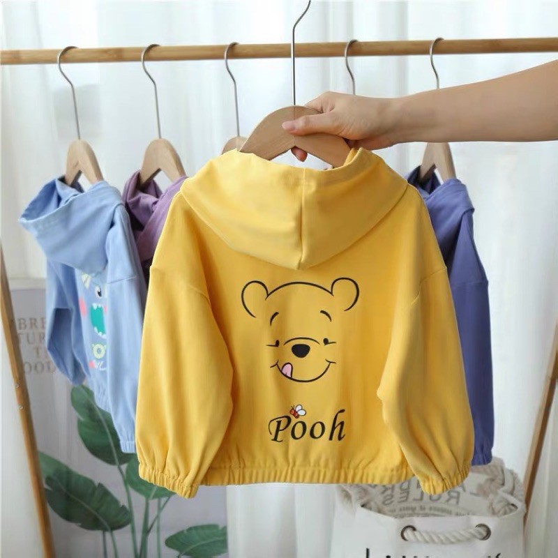 ken010-พร้อมส่ง-เสื้อคลุมเด็กมีฮู้ด-ลาย-pooh