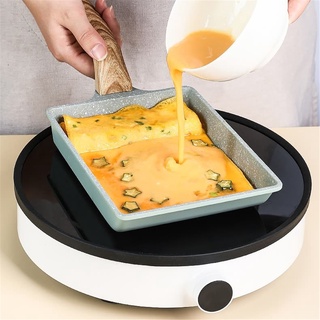 ▪♟☢15*20cm Non Stick Green Frying Pan Japanese Tamagoyaki Omelettes Aluminum Alloy Egg Pancake Maker Kitchen Cookware