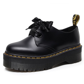 Dr. Martens Womens Platform Shoes 1461 Thick Bottom 2 holes Rose Luo Jie With The Same Holly Leather Martin Shoes