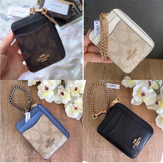️ แท้ 💯 (หลายสี) COACH ZIP CARD CASE IN SIGNATURE Shopee Thailand