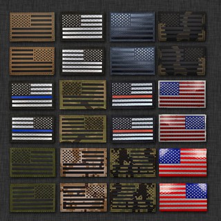 ตัวรีดติดเสื้อ แบบสะท้อนแสง รูปธงอเมริกา สไตล์ทหาร สำหรับนักแข่งรถ