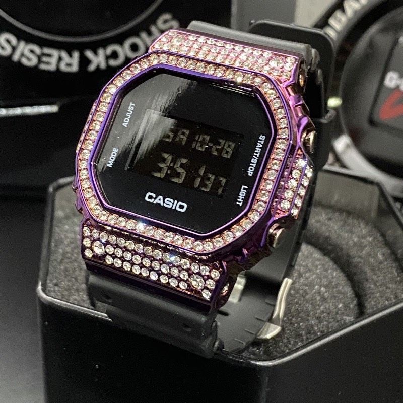 นาฬิกา-casio-มีเพชรรอบวงมีไฟแบล็คไลท์แถมกล่อง-casio-ฟรี