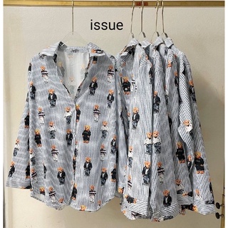 📌ทักก่อนสั่ง📌เชิ้ตลายหมี oversize อก46” issue